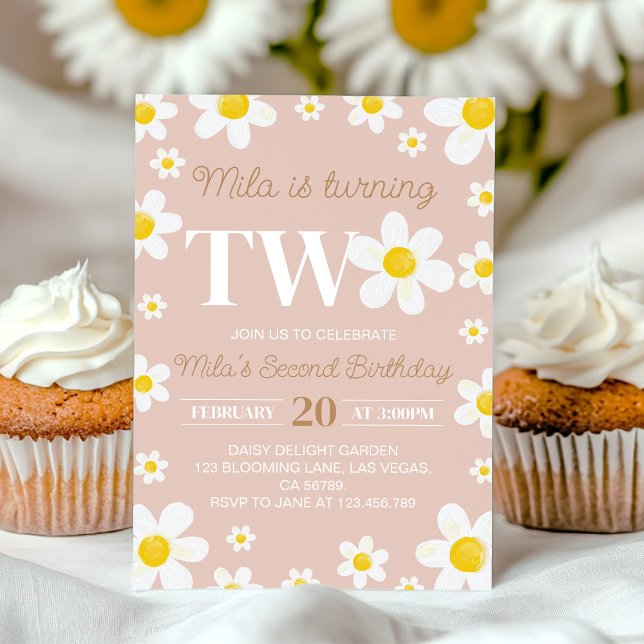 Daisy Bloom Boho Girl Birthday-inbjudan Inbjudningar (Skapare uppladdad)