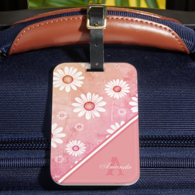 Daisy Blooms: Minimalistiskt Blommönster Bagagebricka (Framsida Insitu 2)
