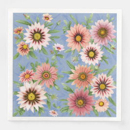 Daisy Blue and Rosa Blommigt Botanical Art Mönster Pappersservett