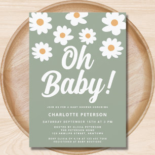 Daisy Blue Baby Shower Inbjudningar