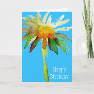 Daisy Blue Modern Art-blomma Tack Kort