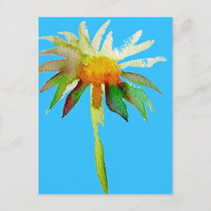 Daisy Blue Modern Art-blomma Vykort