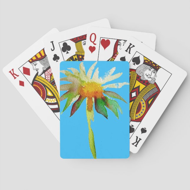 Daisy Blue Modern konst blomma Spelkort (Baksidan)