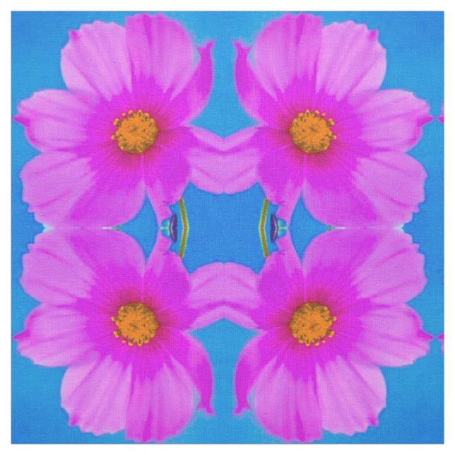 Daisy Blues & lycklig Pinks Fabric Tyg (Provkarta)