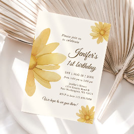 Daisy Bohmian Girl 1st Birthday Party Inbjudningar