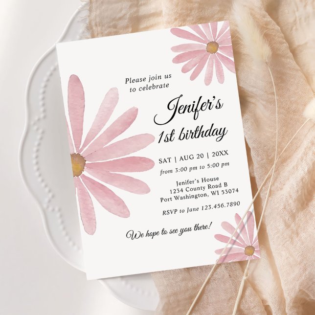 Daisy Bohmian Girl 1st Birthday Party Inbjudningar (Skapare uppladdad)