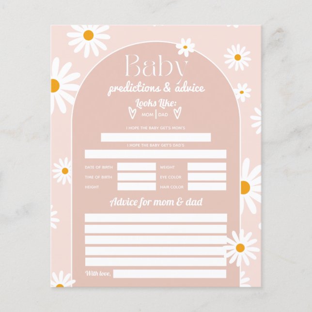 Daisy Boho Baby i bloom rosa Baby Shower-spel (Framsida)