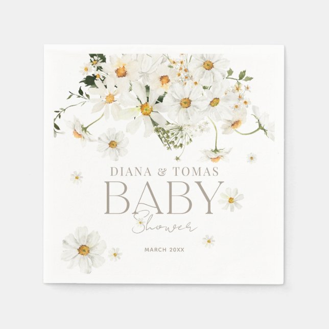 Daisy Boho Baby i Bloom Shower Pappersservett (Framsidan)