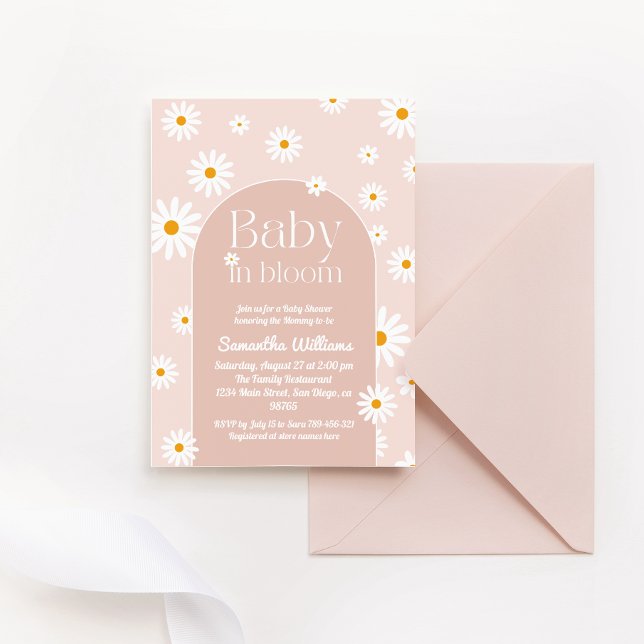 Daisy Boho Baby i rosa Baby Shower Inbjudningar (Skapare uppladdad)
