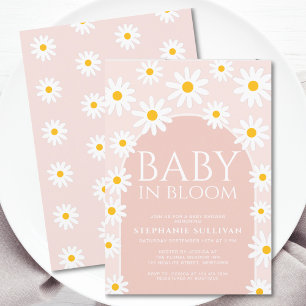 Daisy Boho Baby in Bloom Rosa Baby Shower Inbjudningar