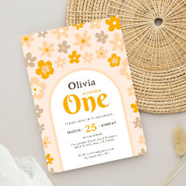 Daisy Boho Blommigt 1:a födelsedag Party Inbjudningar