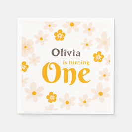 Daisy Boho Blommigt 1:a födelsedagen Pappersservett