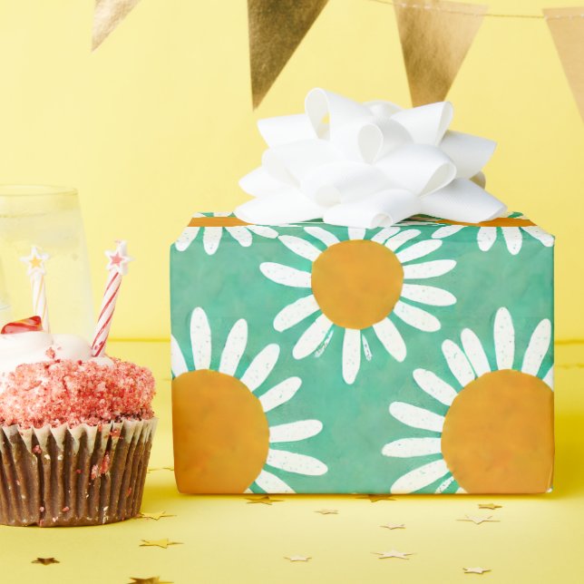 Daisy Boho Folk Art Inspired Presentpapper (Födelsedagsfest)