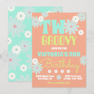 Daisy Boho Groovy Hippie Födelsedagsfest inbjudan