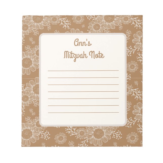 Daisy boho Mitzvah Notes Anteckningsblock (Framsida)