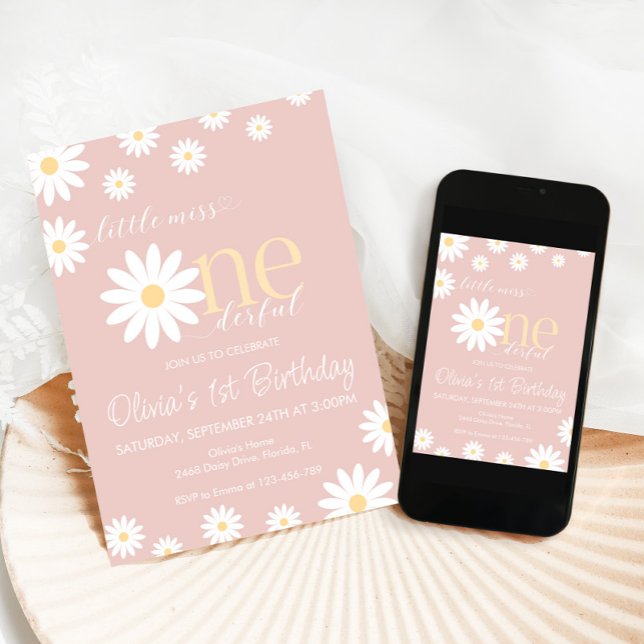 Daisy Boho Retro-Daisy för inbjudan till första fö (Skapare uppladdad)