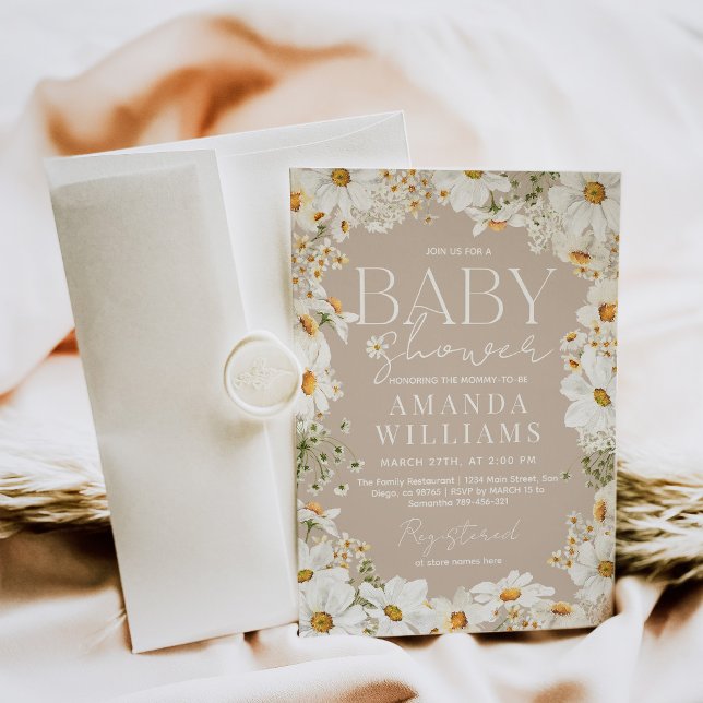 Daisy Boho WildblomBaby Shower Inbjudningar (Skapare uppladdad)