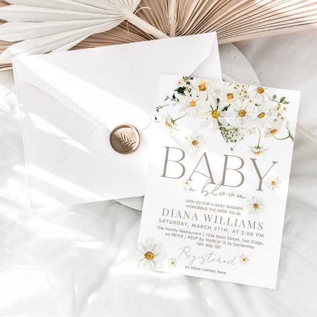 Daisy Boho Wildblomma Baby i Bloom Shower Inbjudningar (Skapare uppladdad)