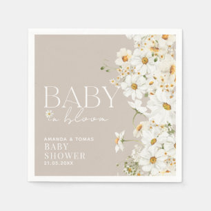Daisy Boho Wildblomma Baby i Bloom Shower Pappersservett