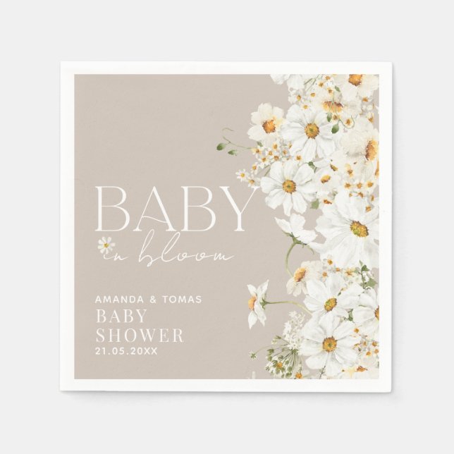Daisy Boho Wildblomma Baby i Bloom Shower Pappersservett (Framsidan)