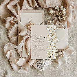 Daisy Boho Wildblomme Modern Möhippa Inbjudningar