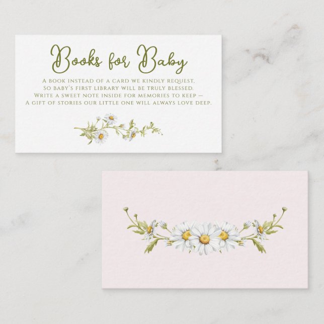 Daisy Books För Baby Rosa Botanisk Baby Shower  Tilläggskort (Fram/baksida)