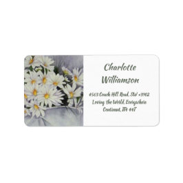 Daisy Bouquet-blommor i Watercolor Adress Adressetikett