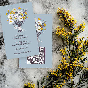Daisy Bouquet Cute Städning QR-kod Visitkort
