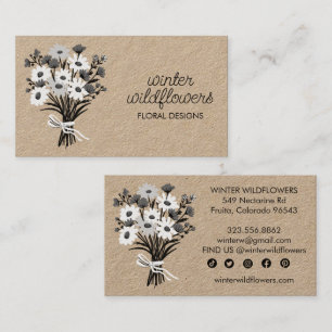 Daisy Bouquet Elegant Charming Social Icons Kraft Visitkort