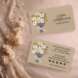 Daisy Bouquet Elegant Charming Social Icons Kraft Visitkort