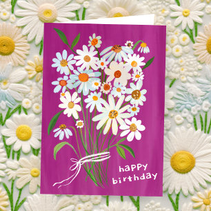 Daisy Bouquet Grattis på födelsedagen Handmålade G Kort