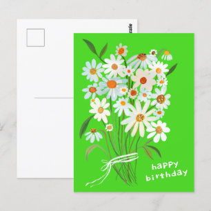 Daisy Bouquet Grattis på födelsedagen Handmålade G Vykort