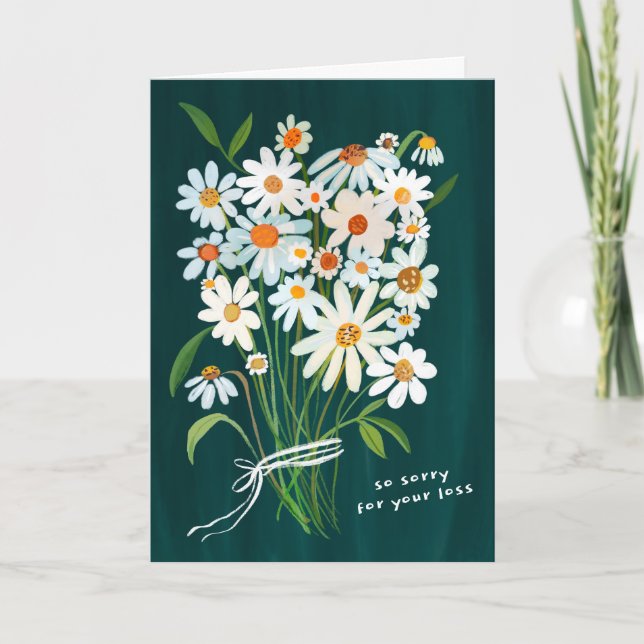 Daisy Bouquet-handmålade kondoleanser Kort (Framsida)