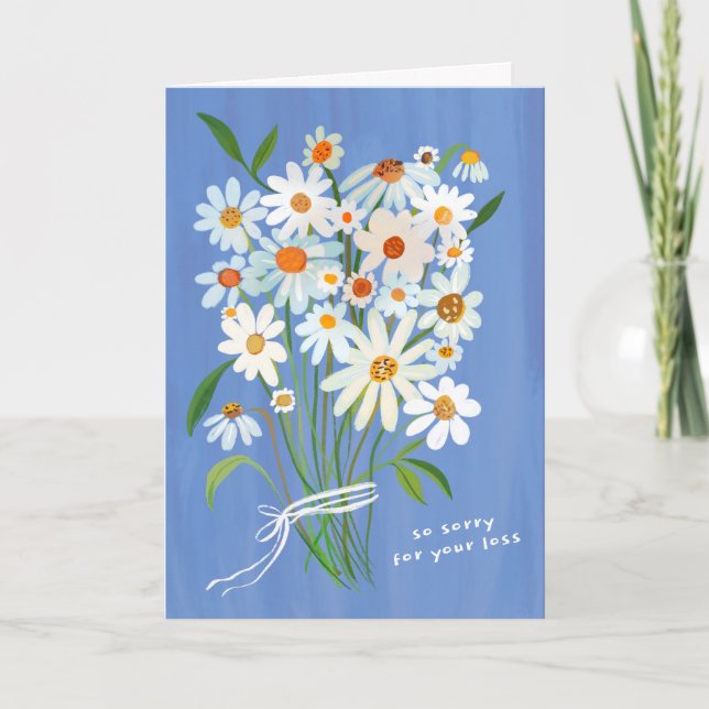 Daisy Bouquet-handmålade kondoleanser Kort (Framsida)