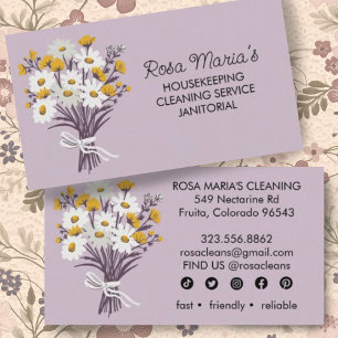 Daisy Bouquet House Städning Service Social Icons Visitkort