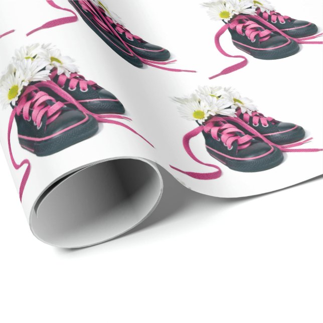 Daisy Bouquet i Sneakers Wrapping Papper Presentpapper (Rullad Hörn)