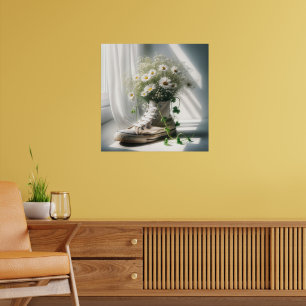 Daisy Bouquet in a White Sneaker Poster