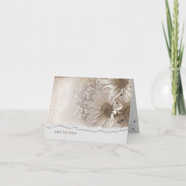 Daisy bouquet med torn kant sparar datumet inbjudan (Framsida)