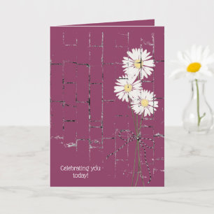 daisy bouquet på brickfödelsedag kort
