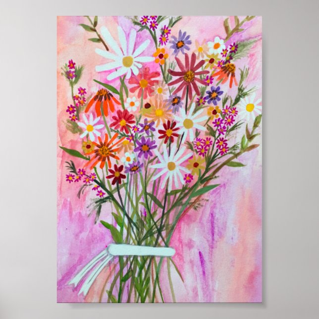 Daisy Bouquet på Rosa Painting Art Poster (Framsidan)
