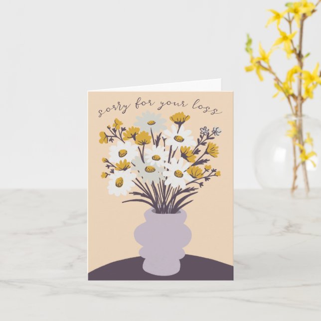 Daisy Bouquet Vas Condolences Förlåt för förlust Kort (Gul blomma)