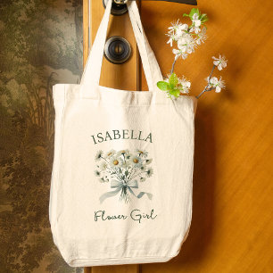 Daisy Bow Watercolor Blommigt Namn Flower Girl Jumbo Tygkasse