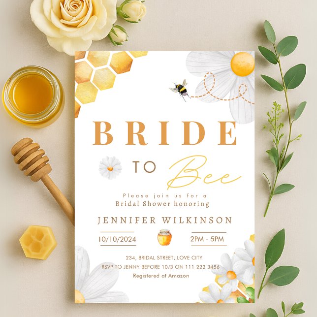 Daisy Bride to Bee Möhippa Inbjudningar (Daisy Bride to Bee Bridal Shower Invitation)