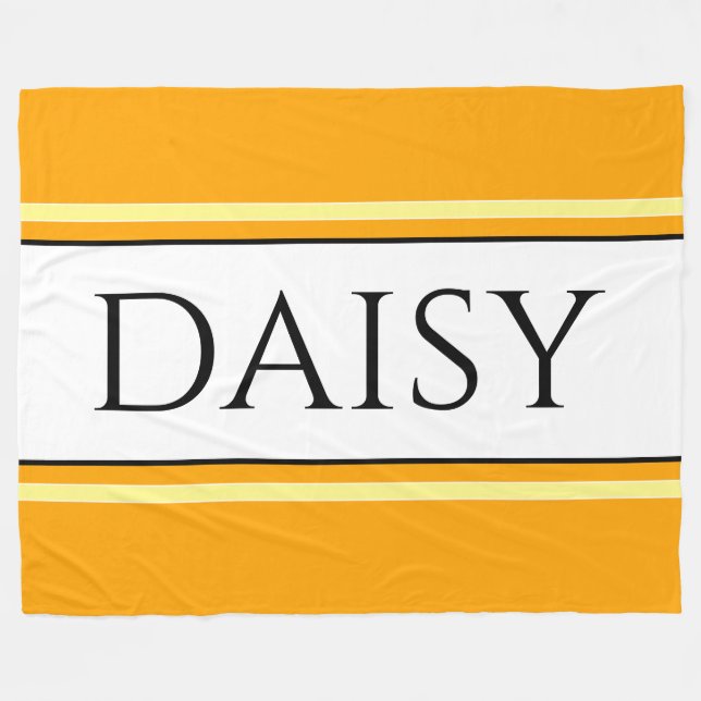 DAISY Bright Söt Golden Gult White Rand Fleecefilt (Framsidan (Horisontell))
