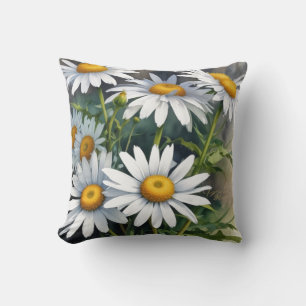 Daisy Bunch of Flowers Elegant Watercolor Kudde