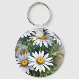 Daisy Bunch of Flowers Elegant Watercolor Nyckelring