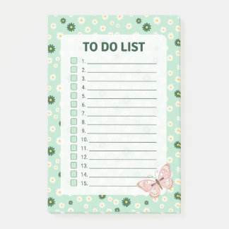Daisy & Butterfly Checklista Att Göra Lista Anteck Post-it Block