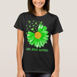 Daisy Butterfly Grönt Ribbon Kidney Disease Awaren T Shirt