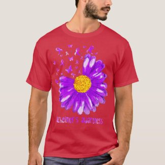 Daisy Butterfly Lila Ribbon Alzheimers Awareness T Shirt