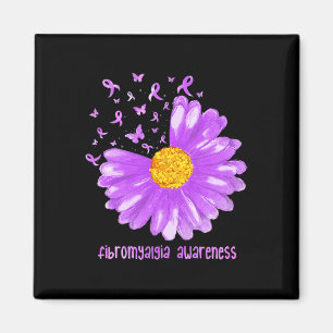 Daisy Butterfly Lila Ribbon Fibromyalgia Awarene Magnet